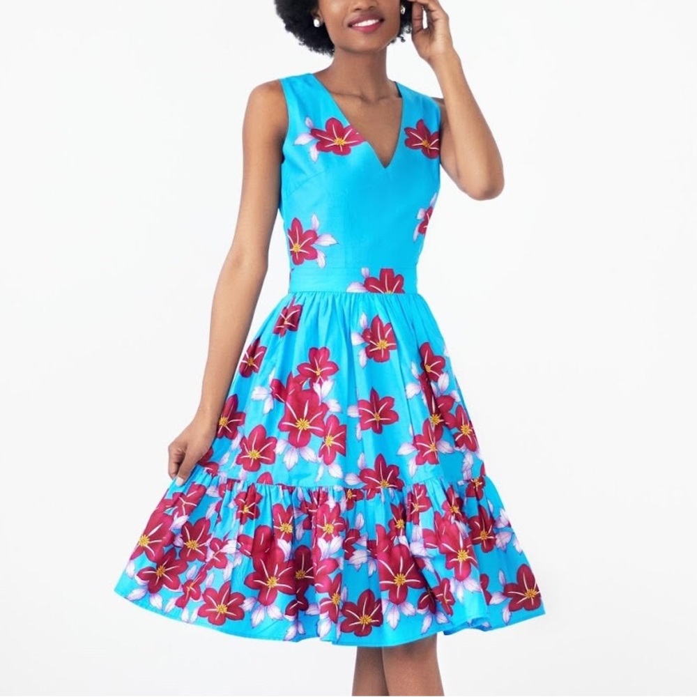 YETUNDE Floral Print Fit and Flare Dress